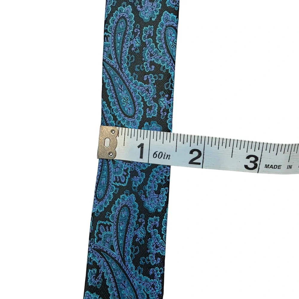 Valerio‎ Garati Paisley Neck Tie Blue Black Paisley Print Formal Mens